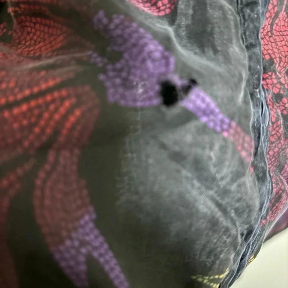 Chico’s Size 2 (Large) Silk Jacket Haori Black Floral Long Sleeves Beaded - Picture 9 of 9